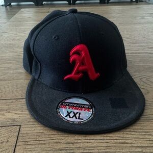 Gothic Atlanta A City Hunter XXL Black Fitted Hat Red “A” Logo Ultimate Headwear